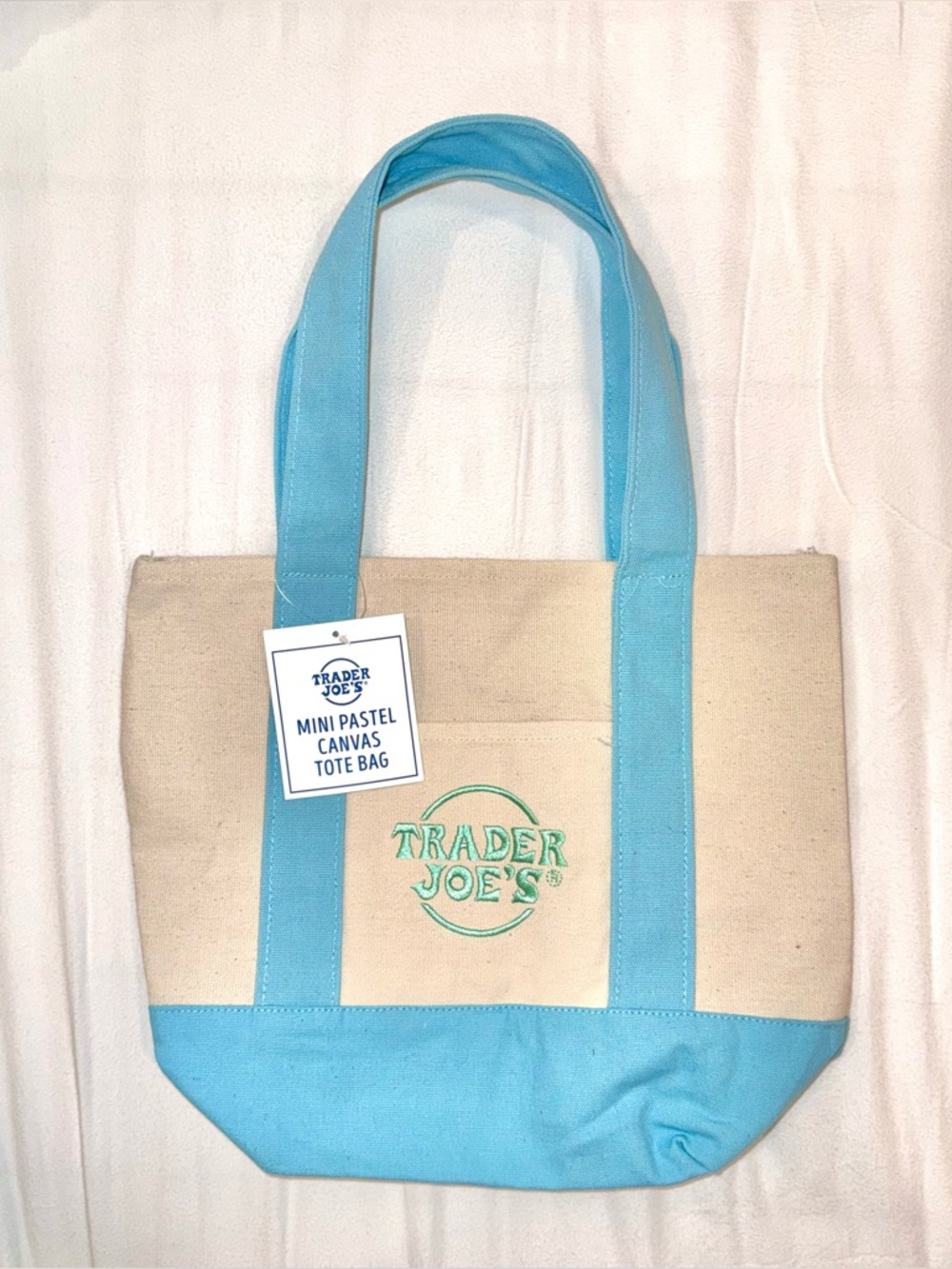 Trader Joe’s Mini Tote in Pastel Blue (Spring Collection)